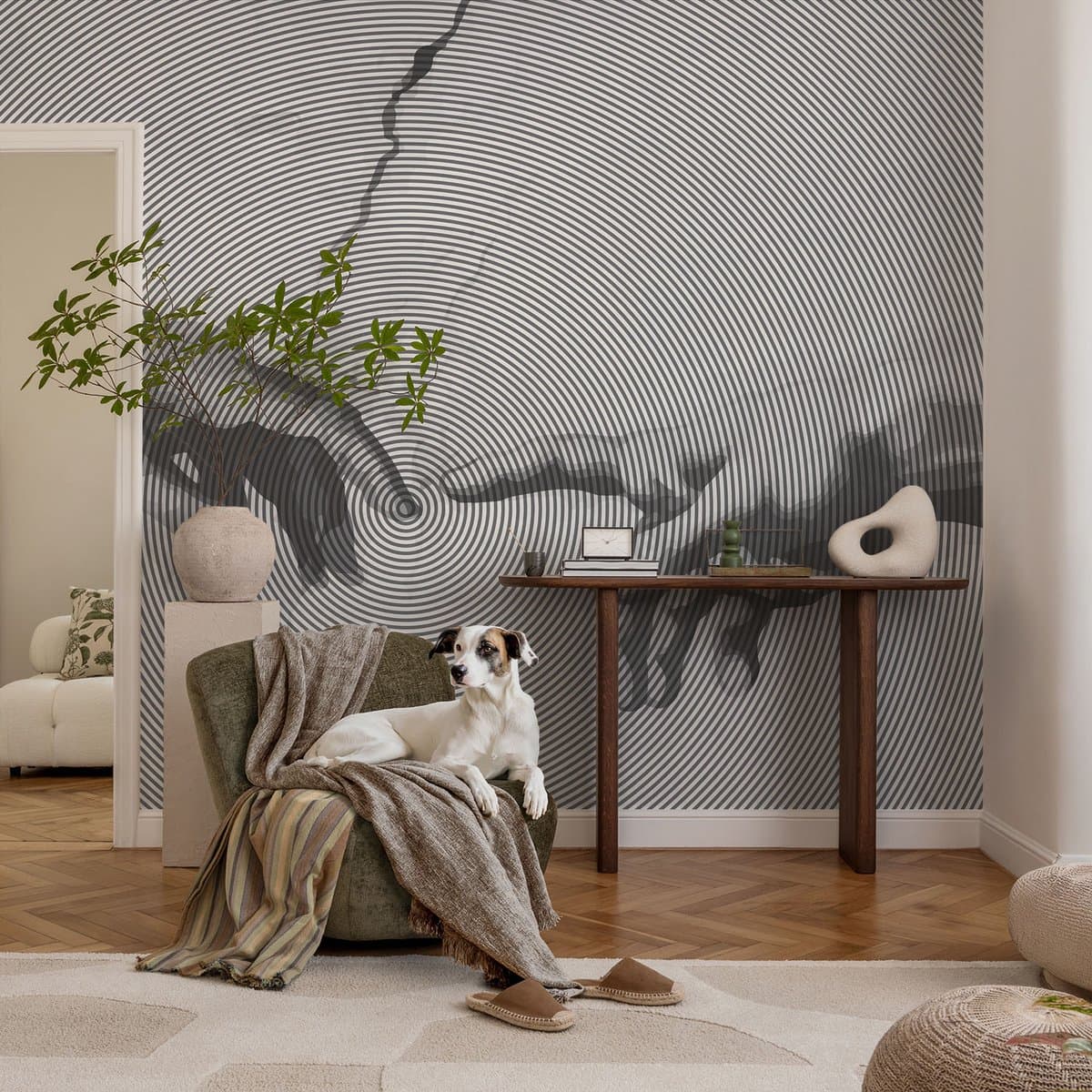 Coloray Vliesbehang - Zwart-Wit Snellijm Behang - 152x104 cm - Hypnotische Handen Fotobehang Vlies - Woonkamer behang Deel - Muurschildering - Hal behang
