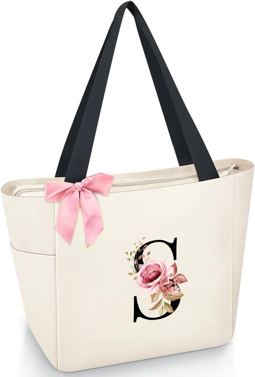A-Z Initial gepersonaliseerde draagtas, waterdichte geschenken voor vrouwen, bruidsmeisjes, moeder, leraren, vrienden