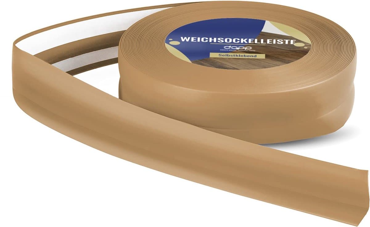 DQ-PP ZACHTE PLINT - 15 m - Honing - 32 x 23 mm - PVC - zelfklevend - knikhoek plinten rubberen strip plint hoekprofiel afsluitstrip vloerlijst
