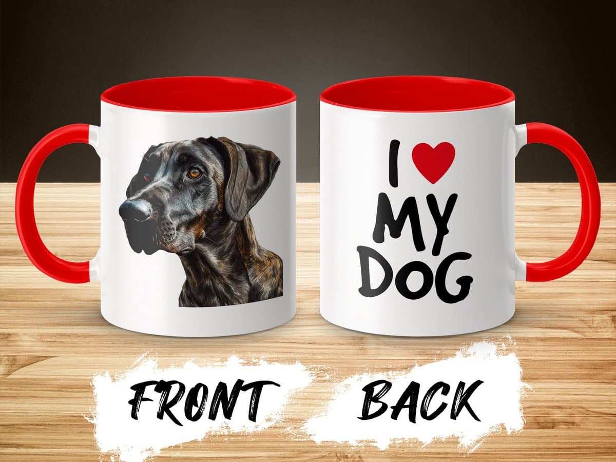 Mok rood/wit Plott Hound dog - I love my dog / dog lover / dogs - ik hou van mijn hond / hondenliefhebber / honden