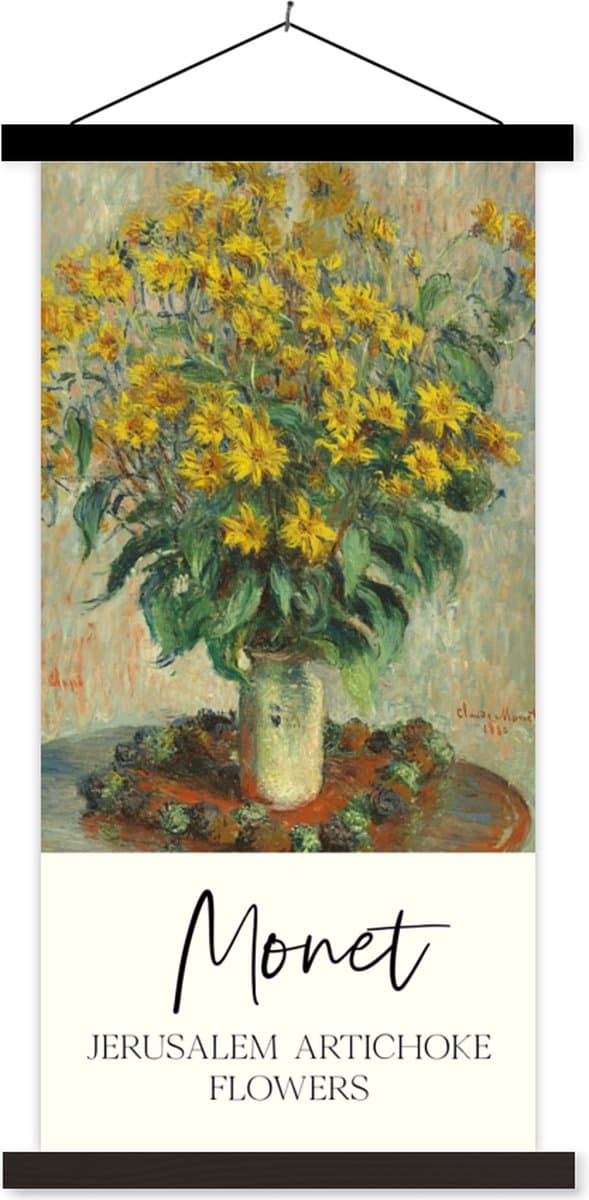 Posterhanger incl. Poster 60x120 cm - Schoolplaat - Oude meesters - Schilderij - Monet - Textielposter - Zwarte latten