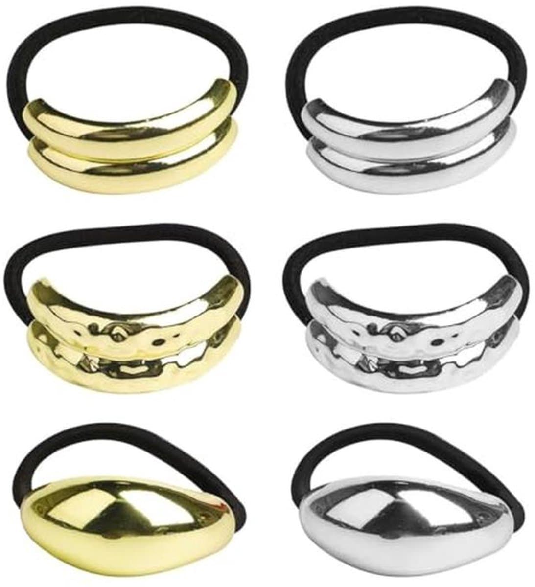 Set van 6 Gouden Metalen Haaraccessoires - Haarbanden, Ponytail Bobbles en Cuffs