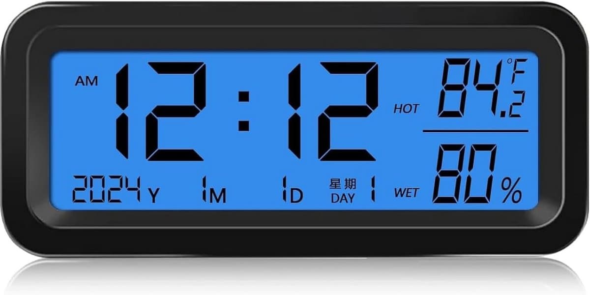 Digitale Autoklok Dashboard met Temperatuur en Vochtigheid Monitor en Automatische Verlichting