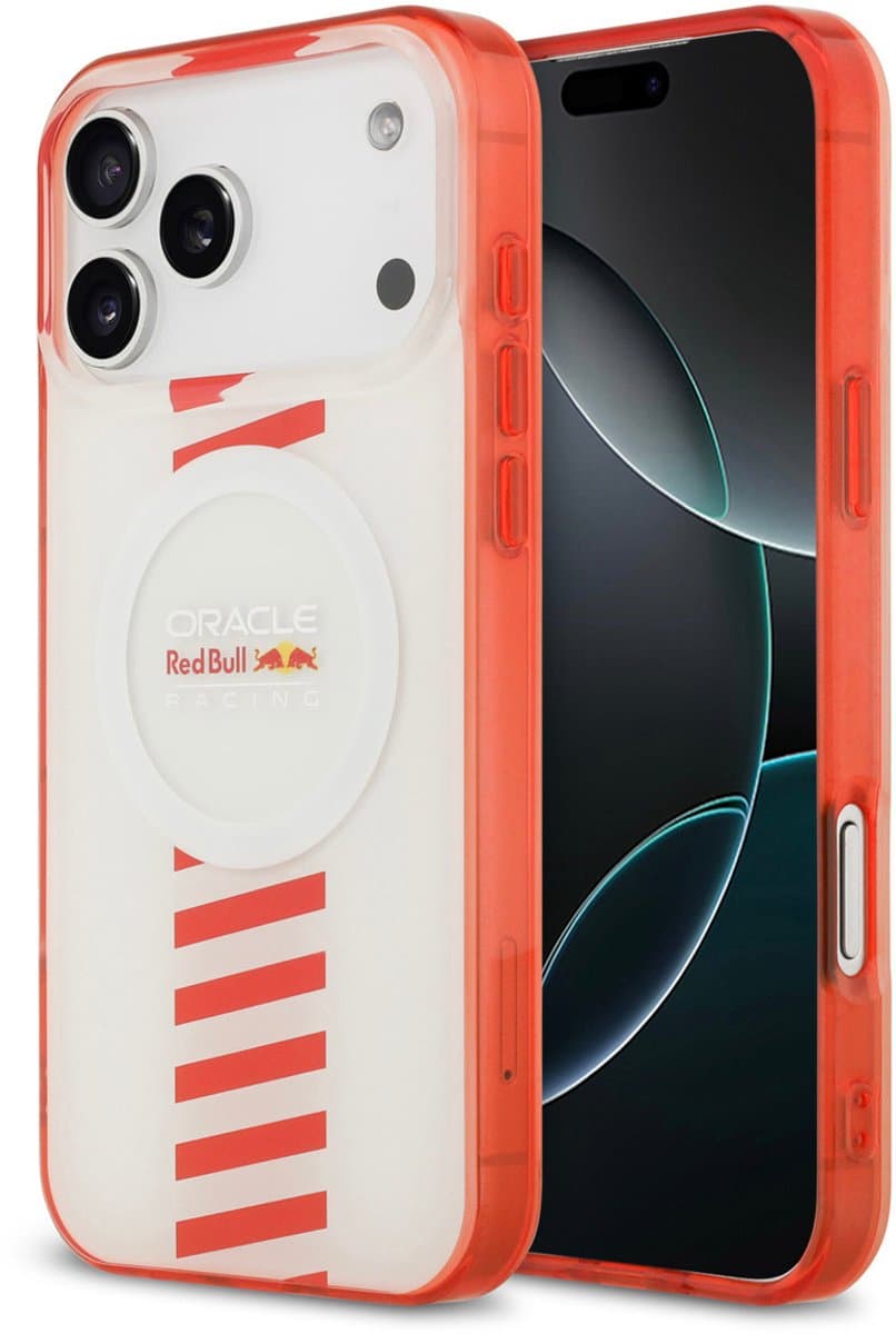 Red Bull Racing Back Cover Case - Geschikt voor iPhone 17 Pro Max - Wit - MagSafe - Schokabsorberend