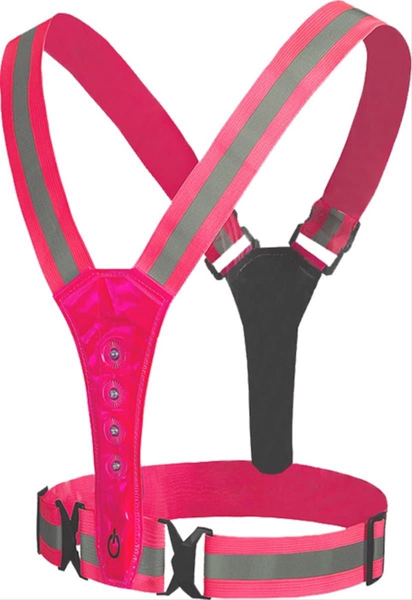 Hardloopverlichting - Reflectie voor hardlopen - Reflectievest - Roze - Veiligheidsvest - 2 stuks - Hardloop Accessoires - LED Hardloopvest - Rood licht - CHPN