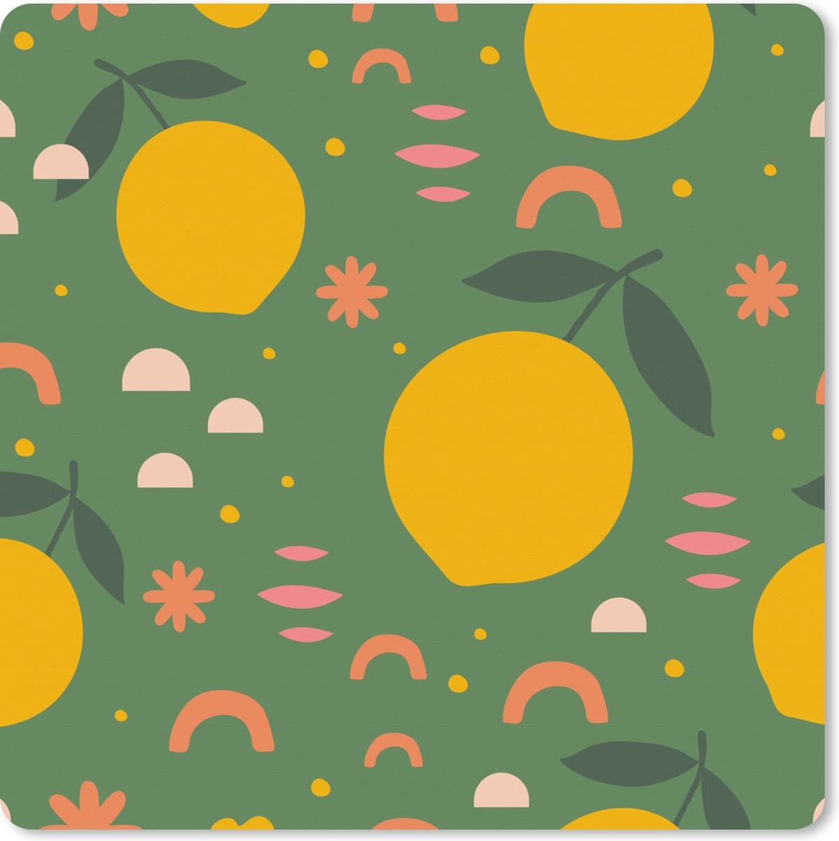 Muismat XXL 60x60 cm - Bureau onderlegger - Bureau mat Citroen - Fruit - Roze - Bureaumat - Gaming mousepad xl - Bureaulegger groot - Computer deskmat
