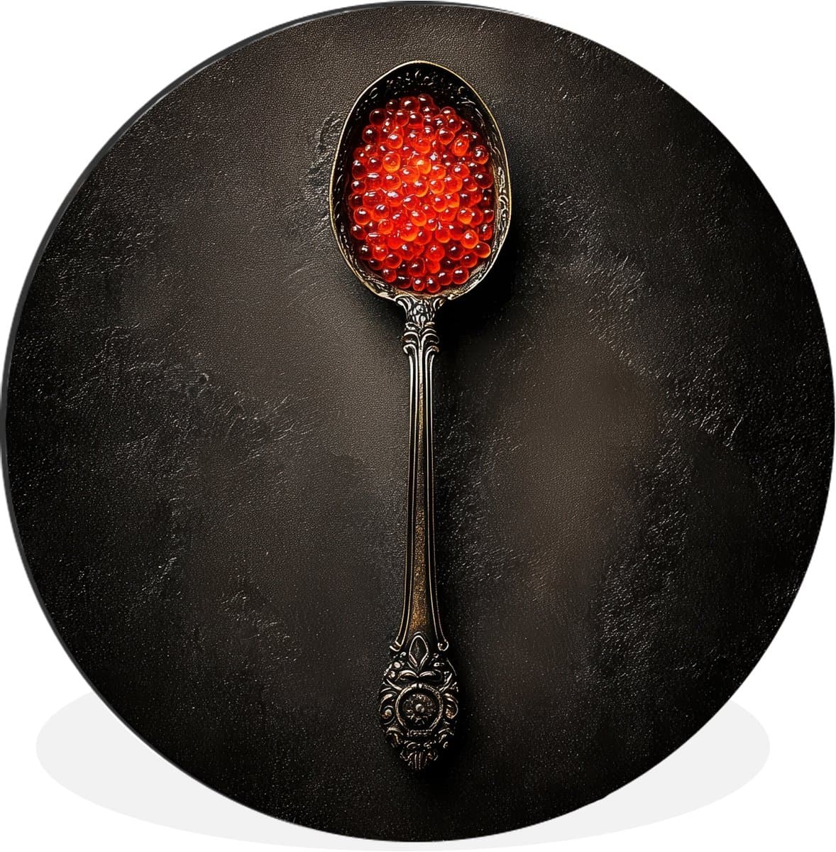 WallCircle - Wandcirkel - Muurcirkel - Zwart - Lepel - Caviar - Aluminium - Dibond - 120x120 cm - Binnen en Buiten XXL