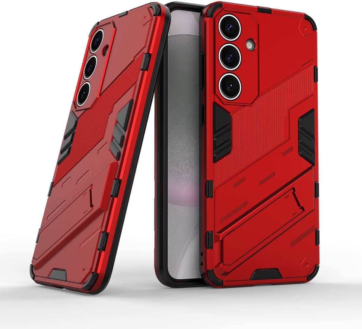 Solidenz StandGuard Xtreme geschikt voor Samsung Galaxy S25 Plus hoesje - Rood