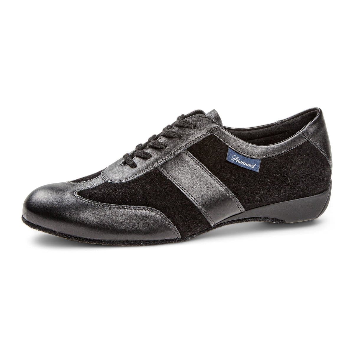 Diamant 123 - 225 - 070 - Ballroomsneaker - Heren Dansschoen - Casual Look - Comfortabele pasvorm - Flexibele suède zool - Dansers bredere voet - Latin, Ballroom, Tango, Salsa, Kizomba, Bachata - Diamant - Zwart - 44