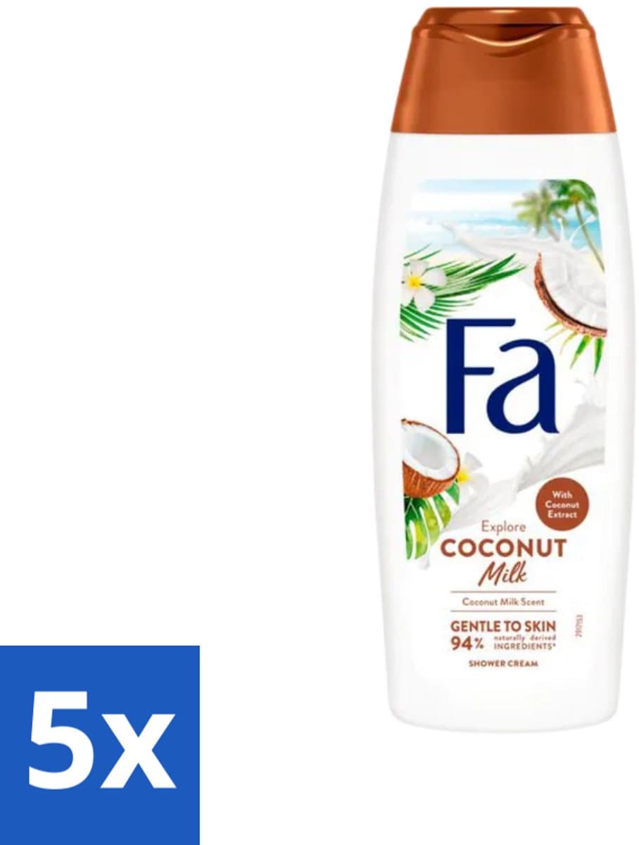 Fa - Douchegel - Coconut Milk - Hydraterend & Kalmerend - Verzachtend - 250 ml - Bulkverpakking - 5 stuks