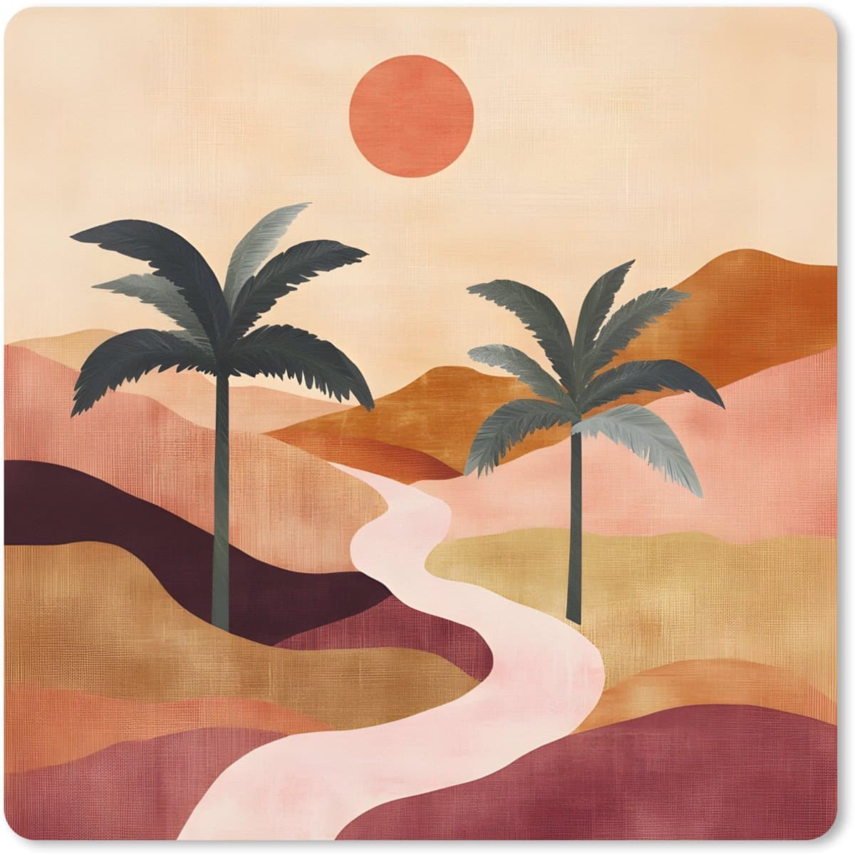Muismat XXL 40x40 cm - Bureau onderlegger - Bureau mat Heuvels - Palmbomen - Abstract - Bureaumat - Gaming mousepad xl - Bureaulegger groot - Computer deskmat