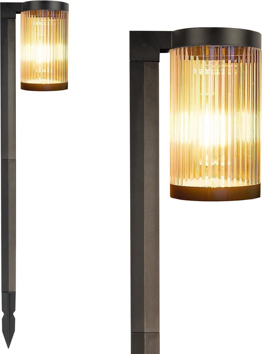 KS Verlichting - tuinverlichting - Aurora - solar - zwart - set van 2 - tuinlampen - prikspot - solar tuinverlichting - modern - zonneenergie buitenverlichting