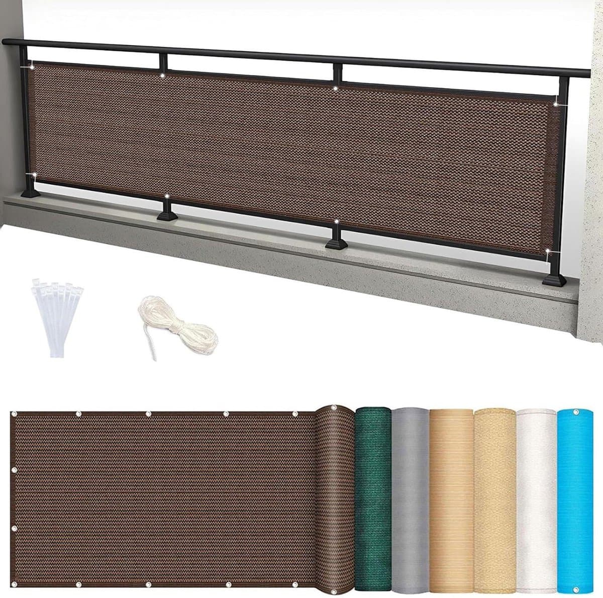 Balkonscherm - Windscherm Tuinscherm - Privacy Creëren - UV-Bescherming 95% - 90 x 500 cm - Bruin