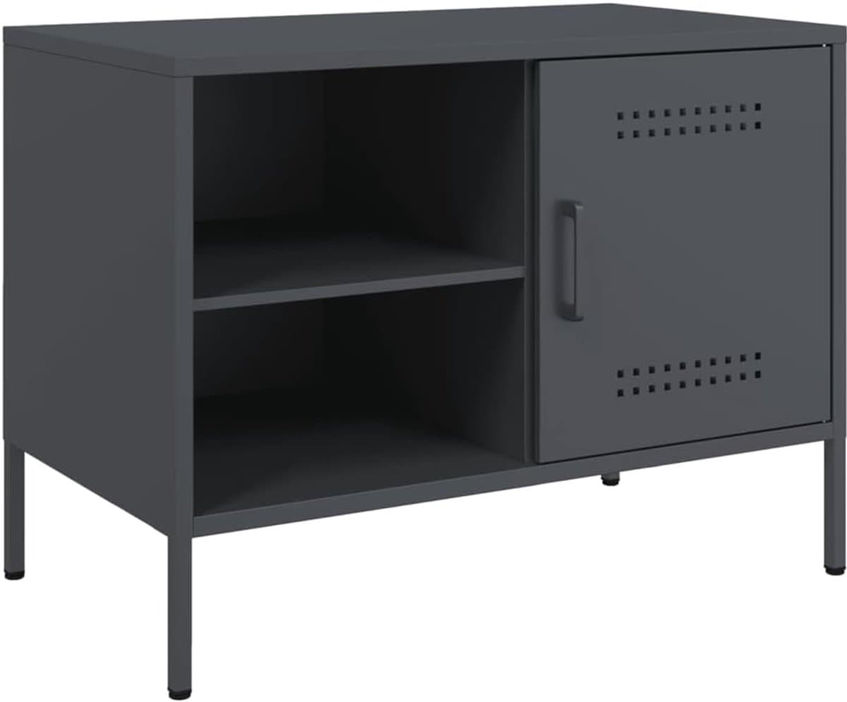 TV Kast - Tv meubel Wandkast - Opbergen Multimedia - Industriële Stijl - 68x39x50.5 cm - Antraciet