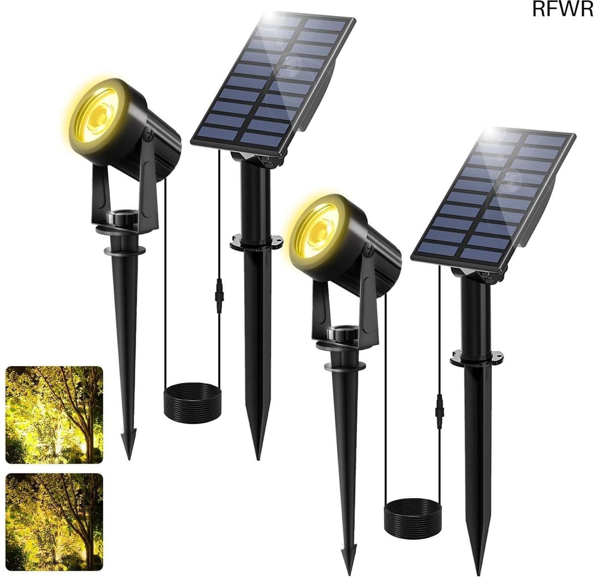 Solar Tuinspots - Buitenverlichting Solar - Tuin Verlichten - Automatisch Aan/Uit - 2 Stuks - Warm Wit