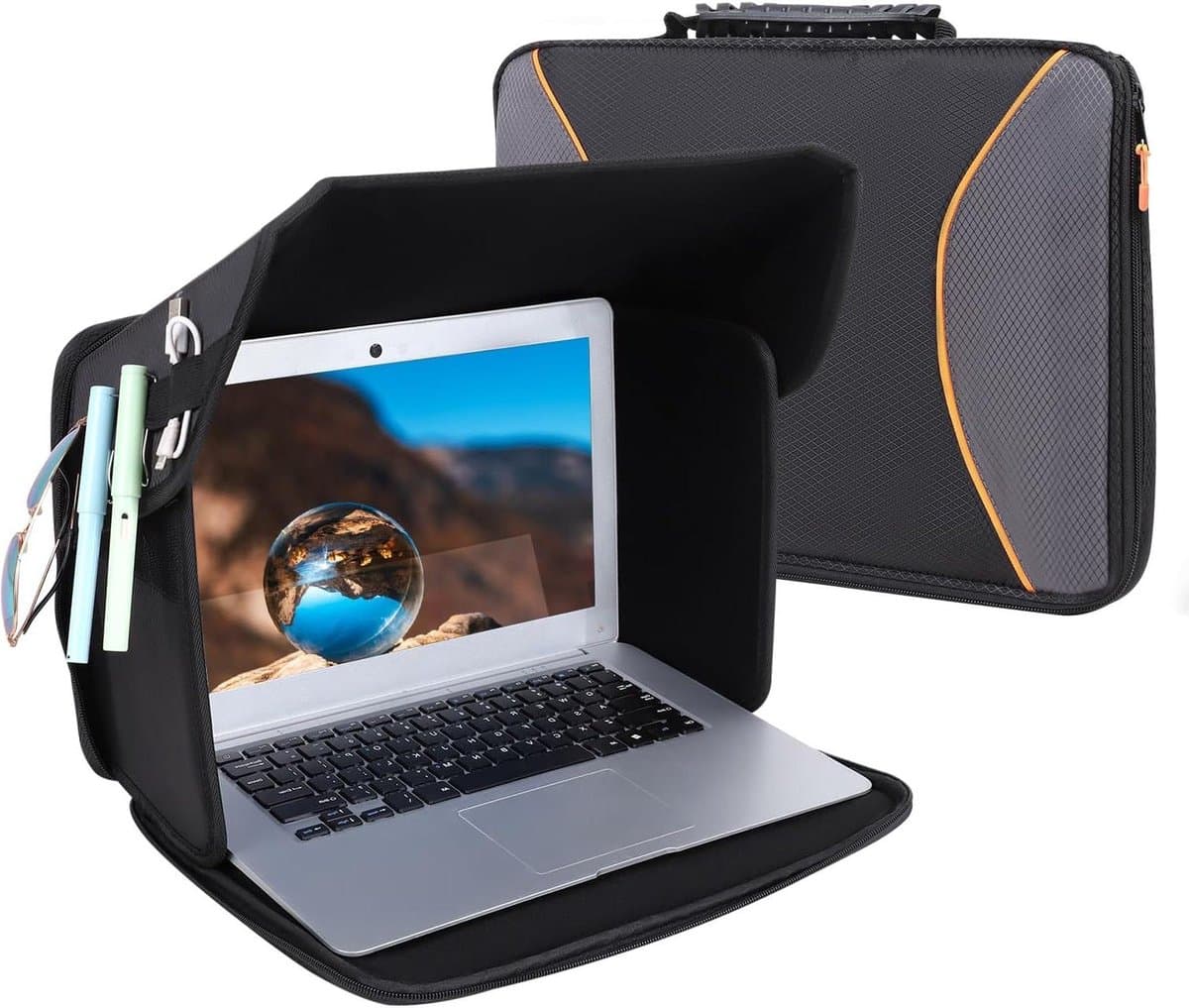 Laptop Zonnekap - Privacy Scherm - Buiten Werken - Hittebescherming - 30-45cm - Zwart