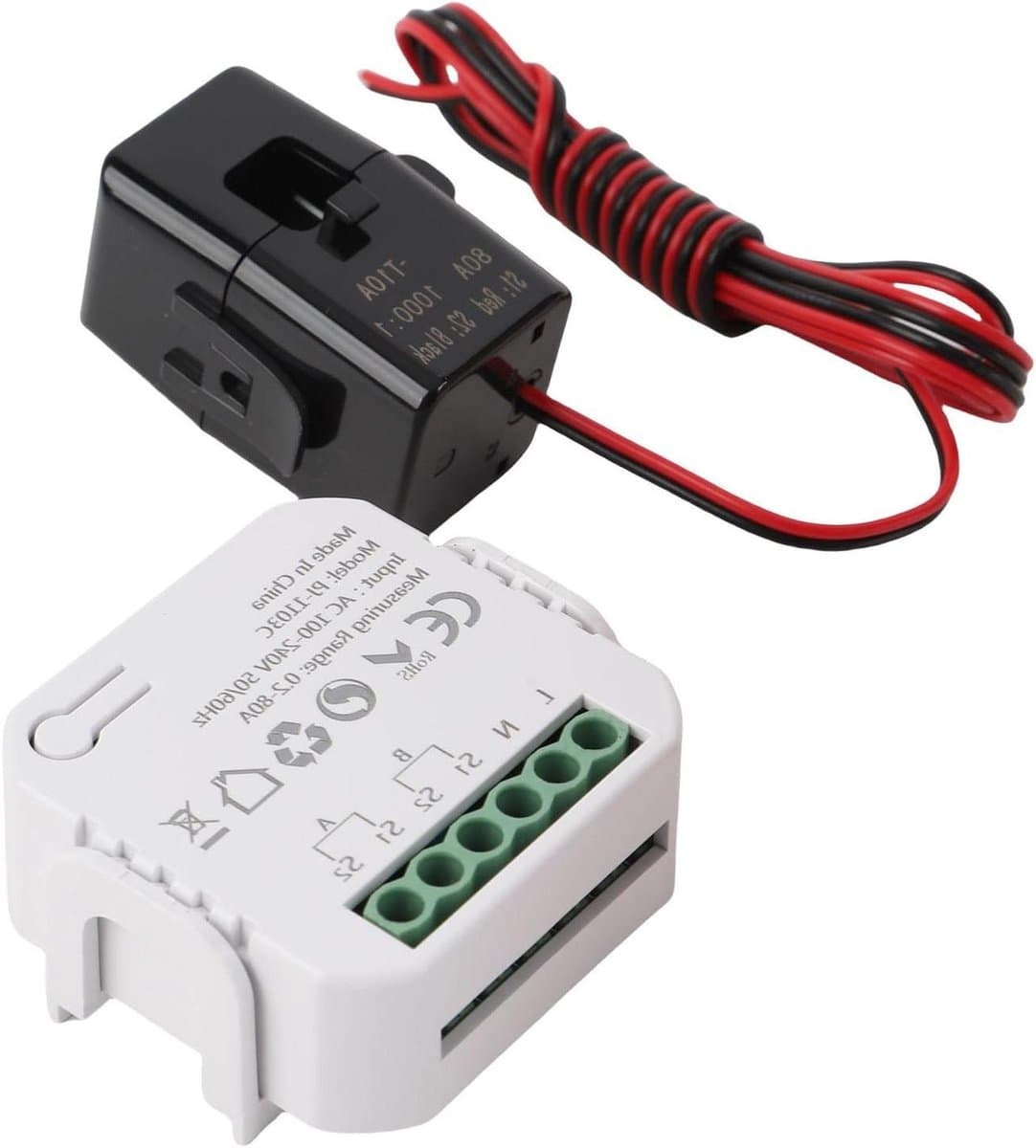 Slimme Energiemeter - Slimme Meter Elektriciteitsmeter - Energieverbruik Monitoren - WiFi App Bediening - 12 x 11 x 4 cm