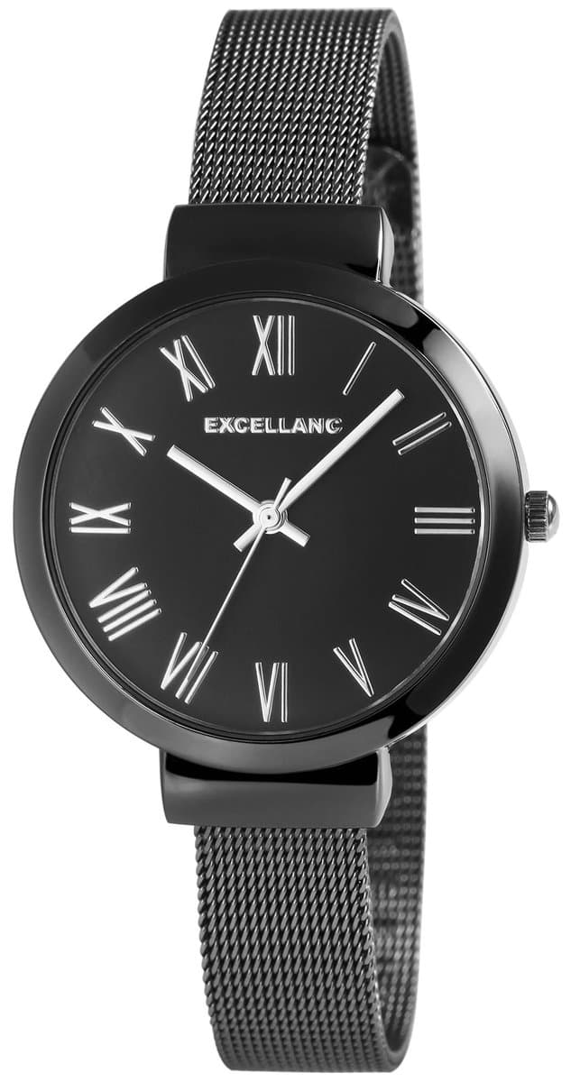 EXCELLANC- dameshorloge- model 1300036 -3 atm waterdicht-diameter 34 mm-met Milanese band-verstelbare band