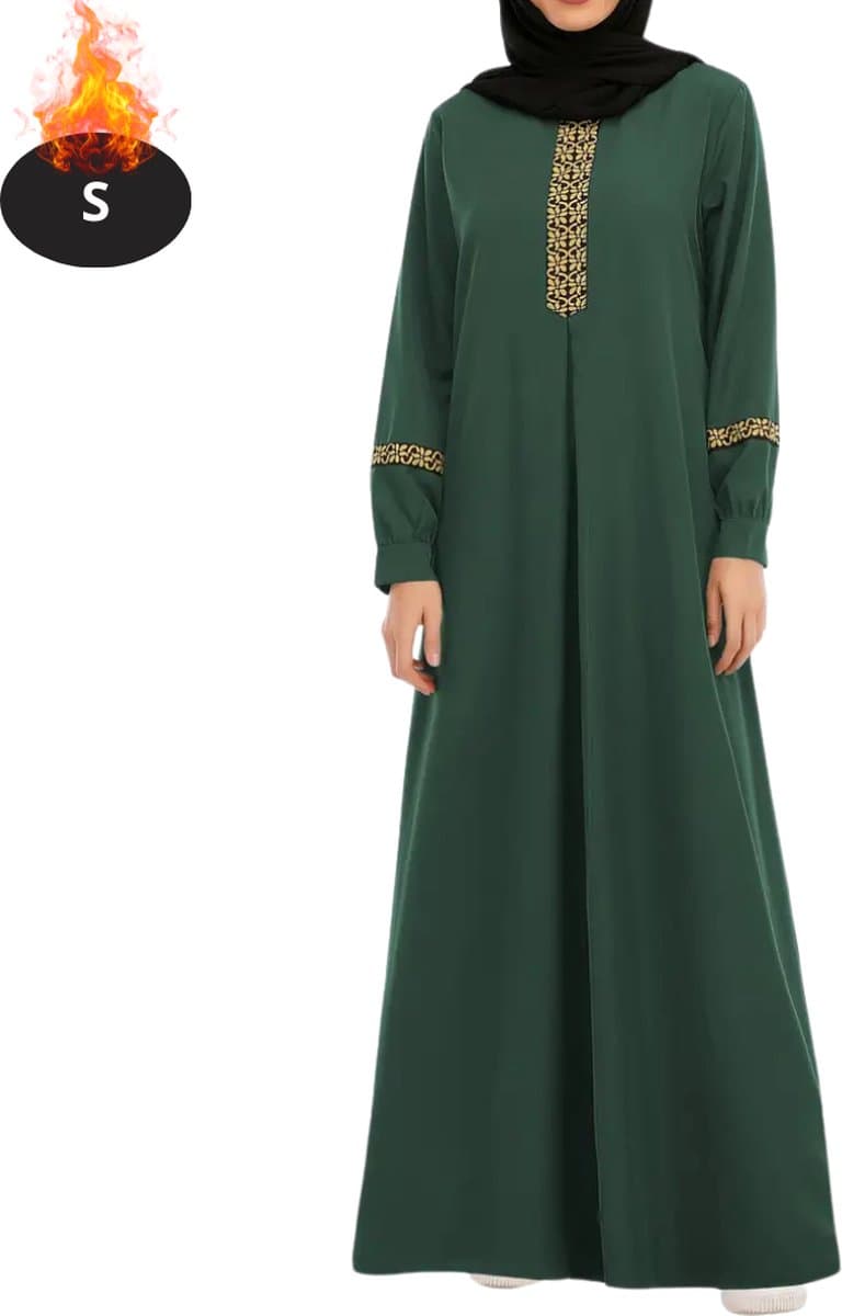 Nivard Islamitische Kleding - Djellaba Dames - Moslim Kleding - Arabisch Dames Kaftan - Alhamdulillah - Groen - S