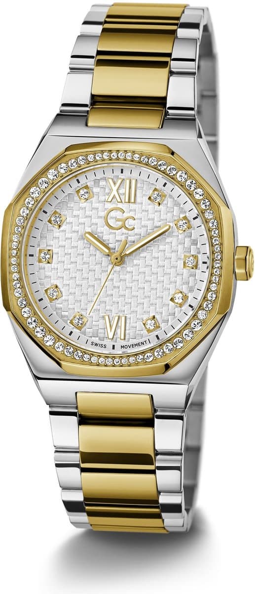 GC Dames Horloge Z25002L1MF Staal Bi-color Swiss Made Quartz gezet met Swarovski stenen