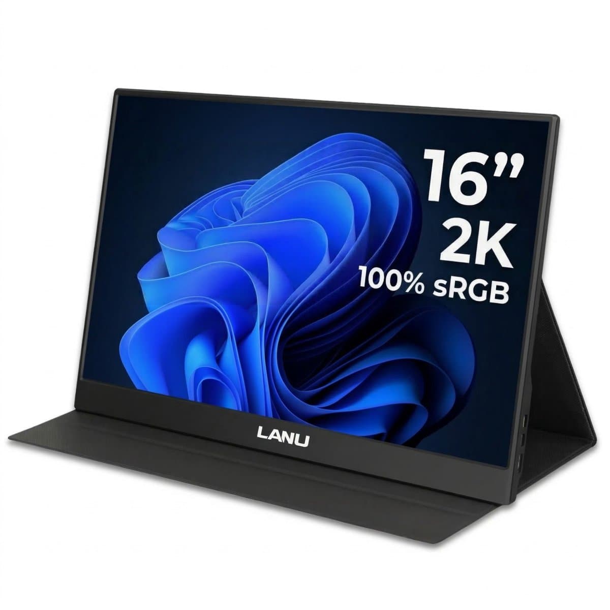 Portable Monitor Flex 16" - 2K Resolutie - 100% sRGB - Ingebouwde Speakers - Draagbare Monitor voor Laptop - USB-C & HDMI - IPS Display - Plug & Play