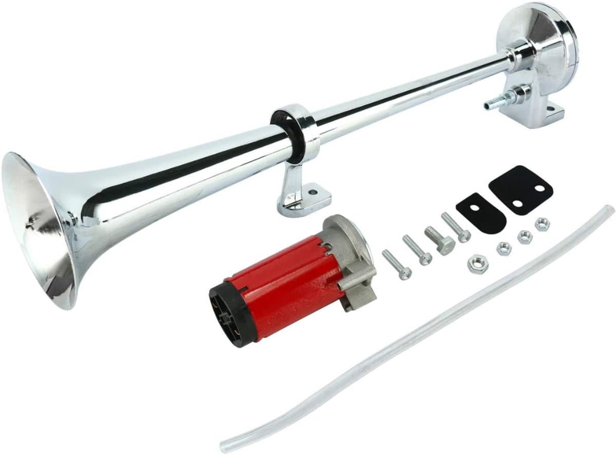Zyrex®Luchthoorn - Luchthoorn 12 Volt - Toeter - Luchthoorn Met Compressor - Zilver - 35cm x 5cm x 10cm