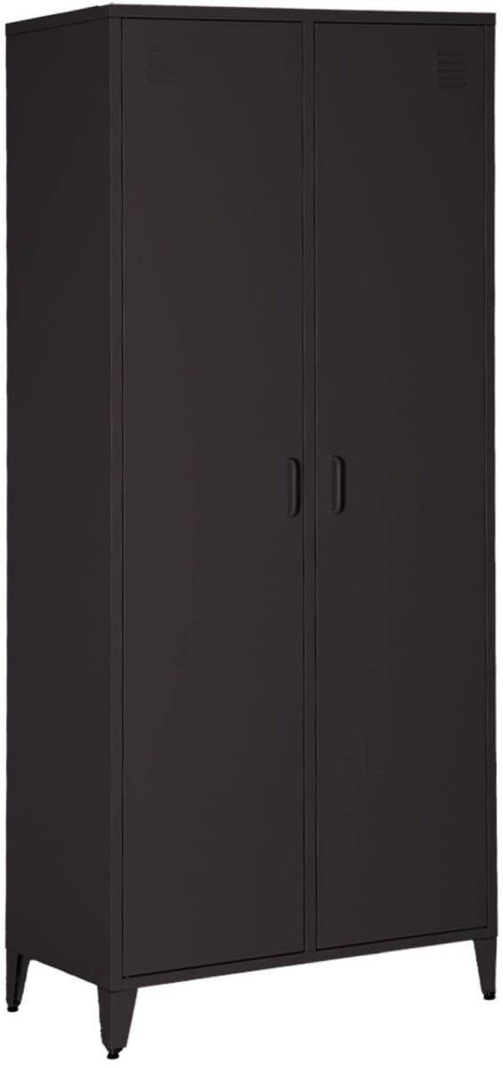 sweeek - Industriële metalen kledingkast planken hanggedeelte 2 deuren 80cm - soho