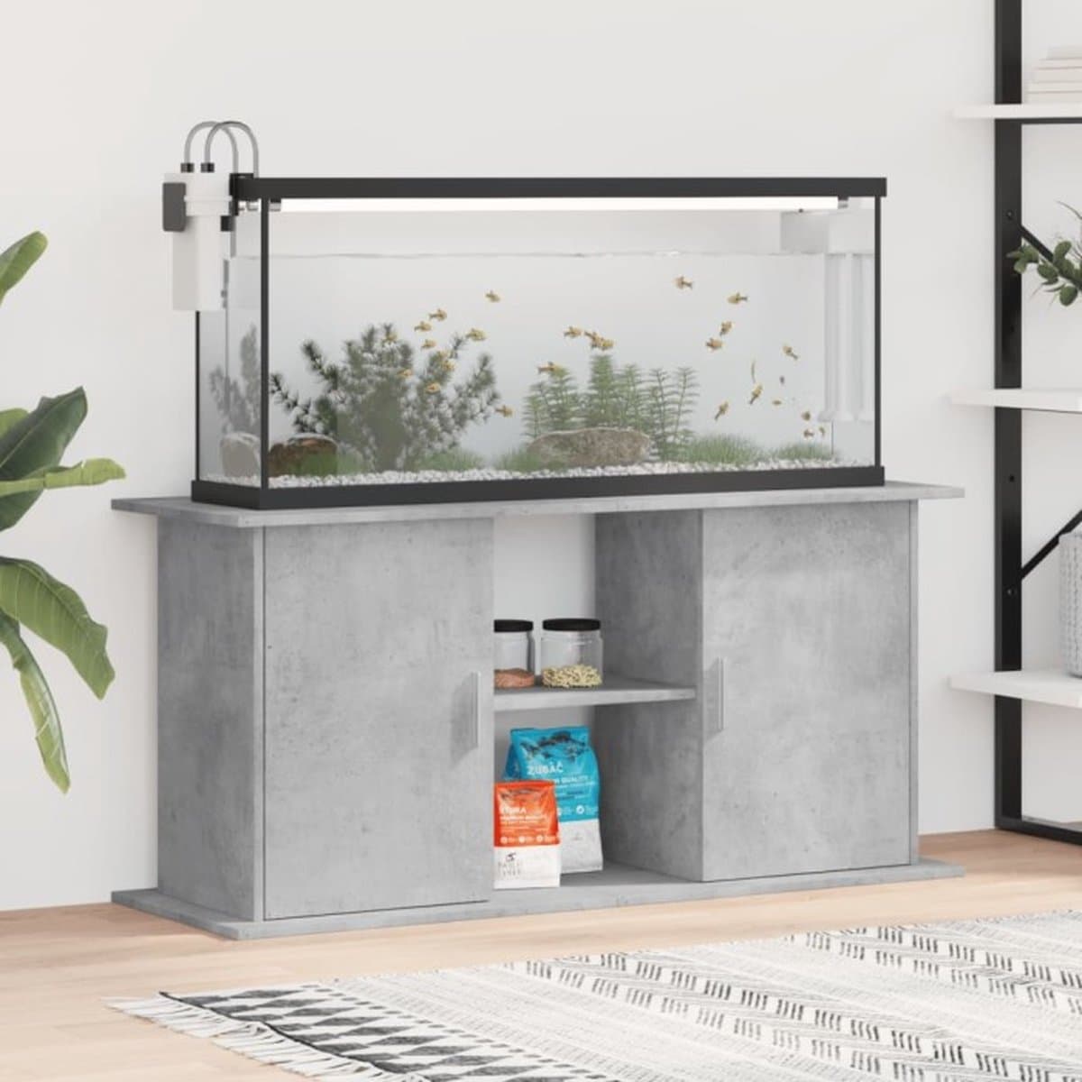 vidaXL - Aquariumstandaard - Betongrijs - 121x41x58 - cm - Bewerkt - hout
