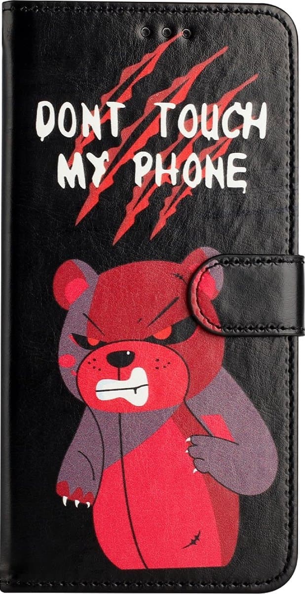 LuxeBass Boekhoesje met print geschikt voor Samsung Galaxy S22 Plus - Angry Bear gsm hoesje - telefoonhoes - telefoonhoesjes