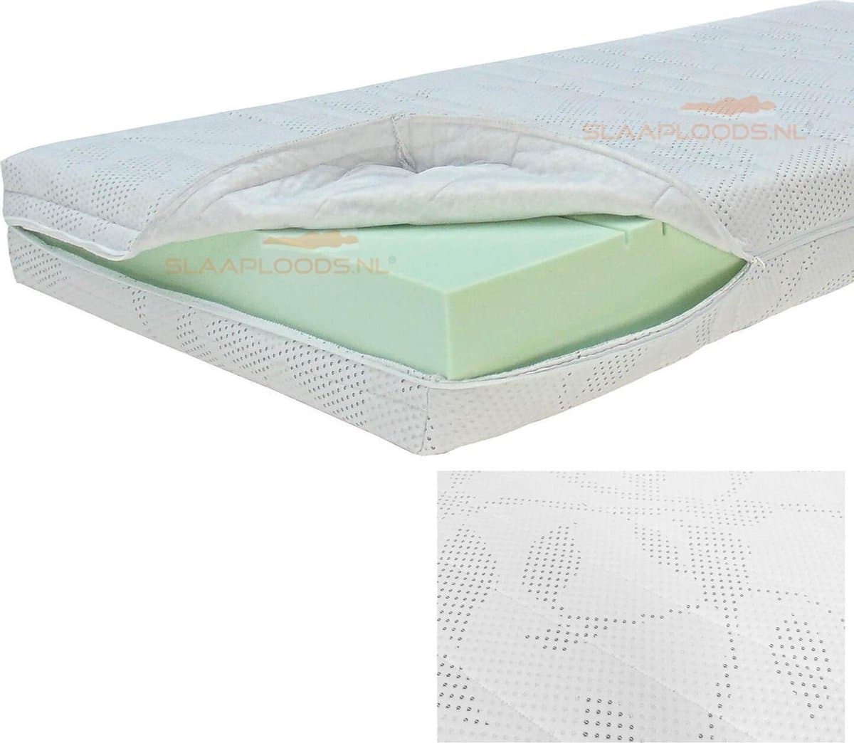 Slaaploods.nl - Matrashoes Met Rits - Deluxe - Anti Allergie - 120x220 cm - Hoogte 24 cm