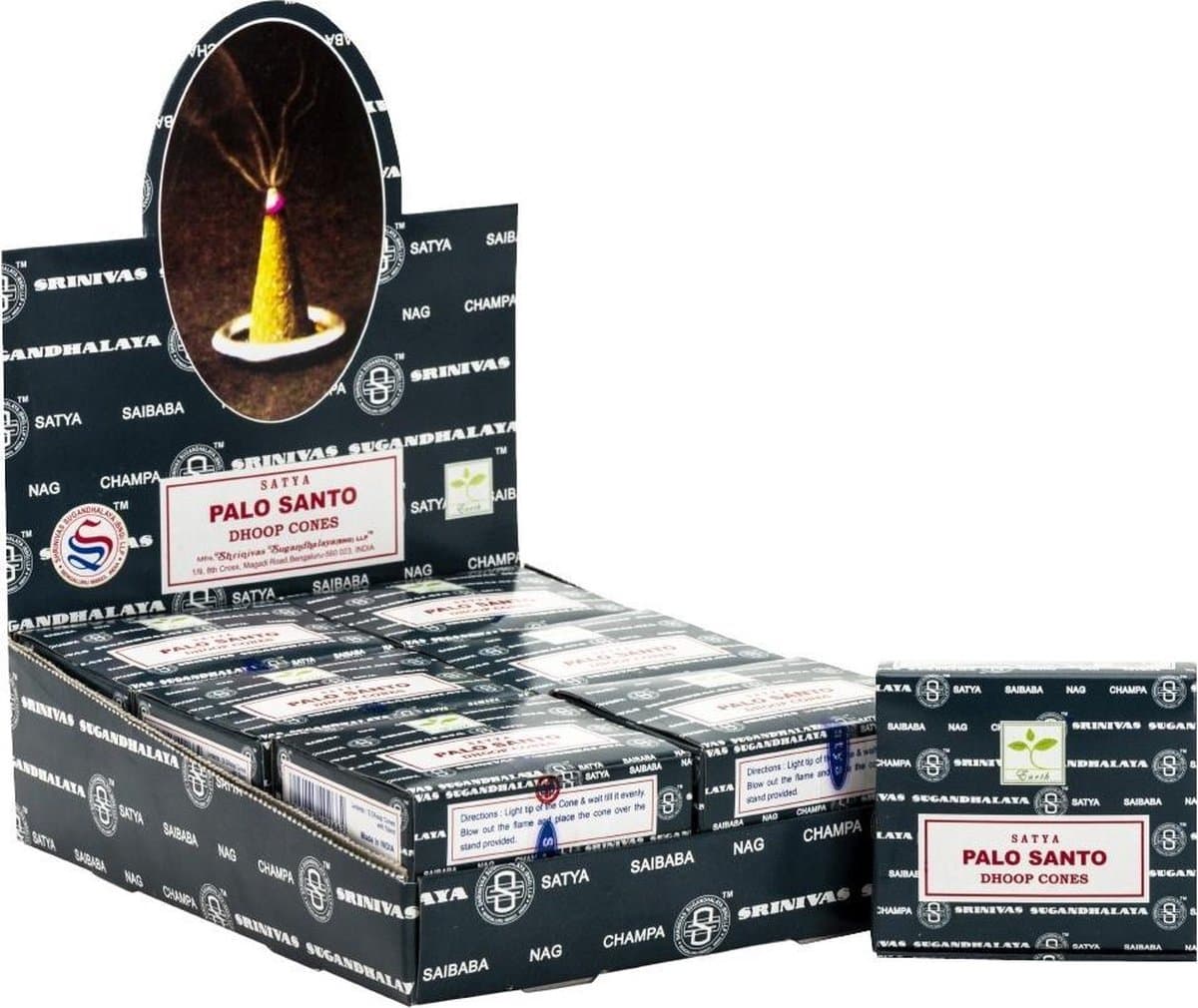 Satya Wierook Kegel Palo Santo (12 pakjes á 12 stuks) Natuurlijke, Houtachtige Aroma – Spirituele Zuivering & Ontspanning