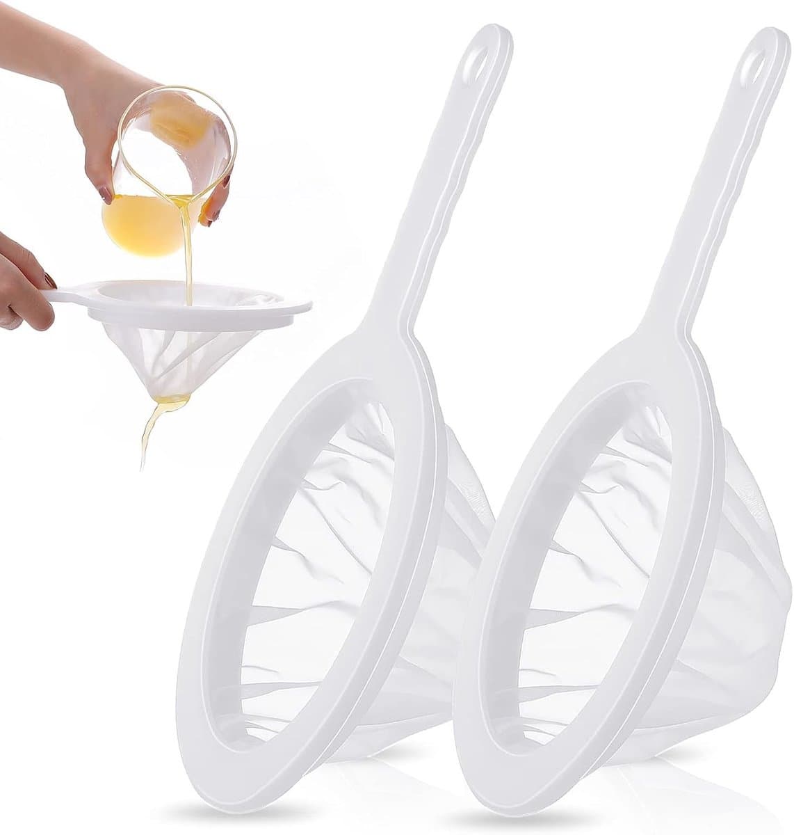 2-delige Plastic Nylon Fijnmazige Zeef - Ultrafijne Nylon Zeef, 200 Mesh Melk en Sap Filter voor Keukengebruik