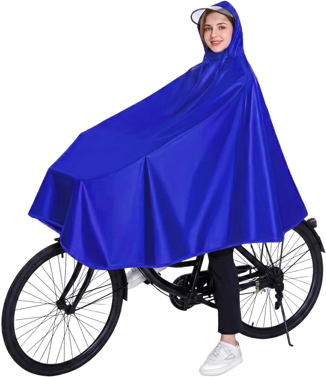Draagbare lichtgewicht regenjas met capuchon, unisex regenponcho voor fietsen, compact regencape met reflecterende strepen, ideaal voor outdoor activiteiten.