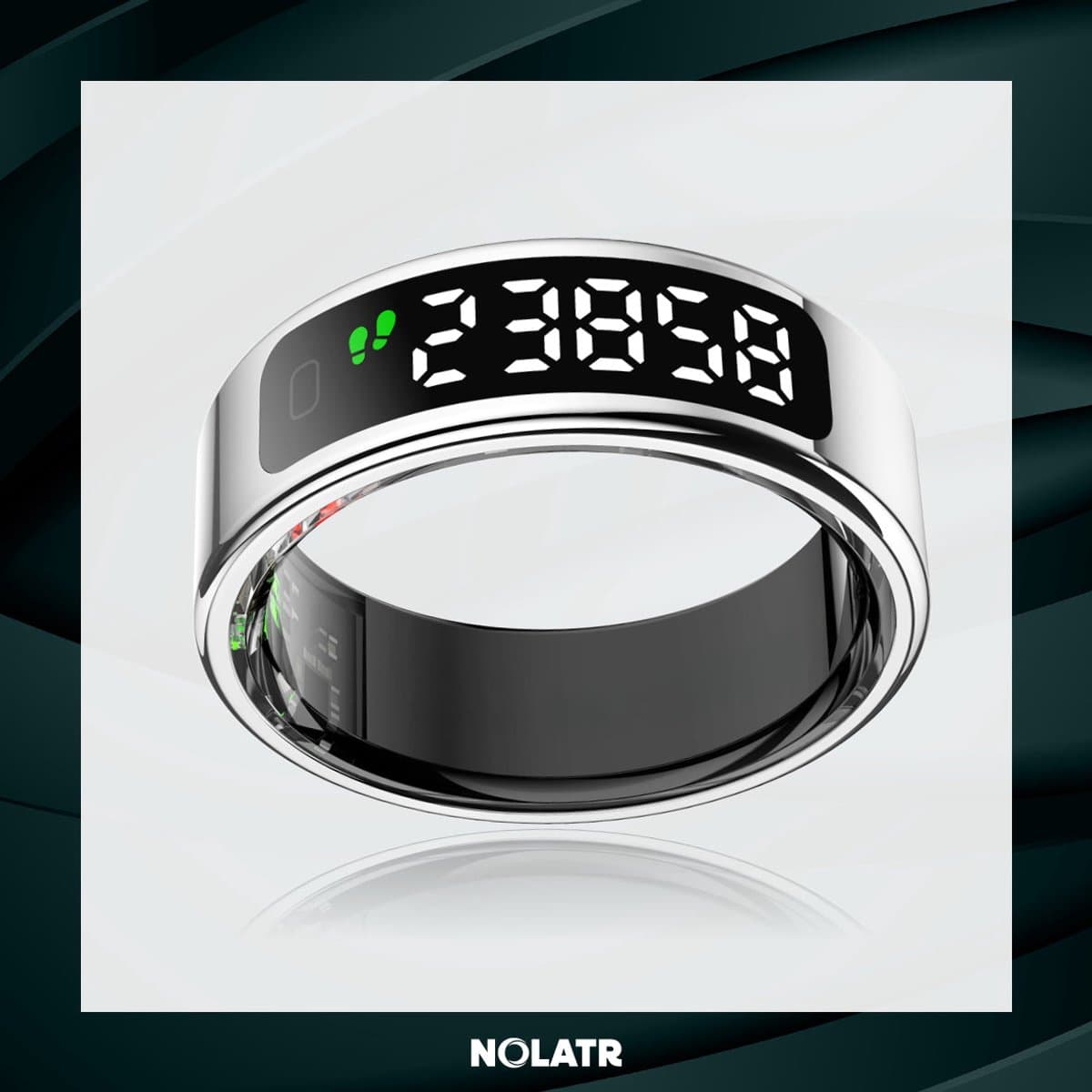 NOLATR Vue, Slimme Ring met Stappenteller, Activiteitstracker & Hartslagmeter – met Touch functie - Zonder Abonnement & Nederlandse App – Zilver – Maat 11