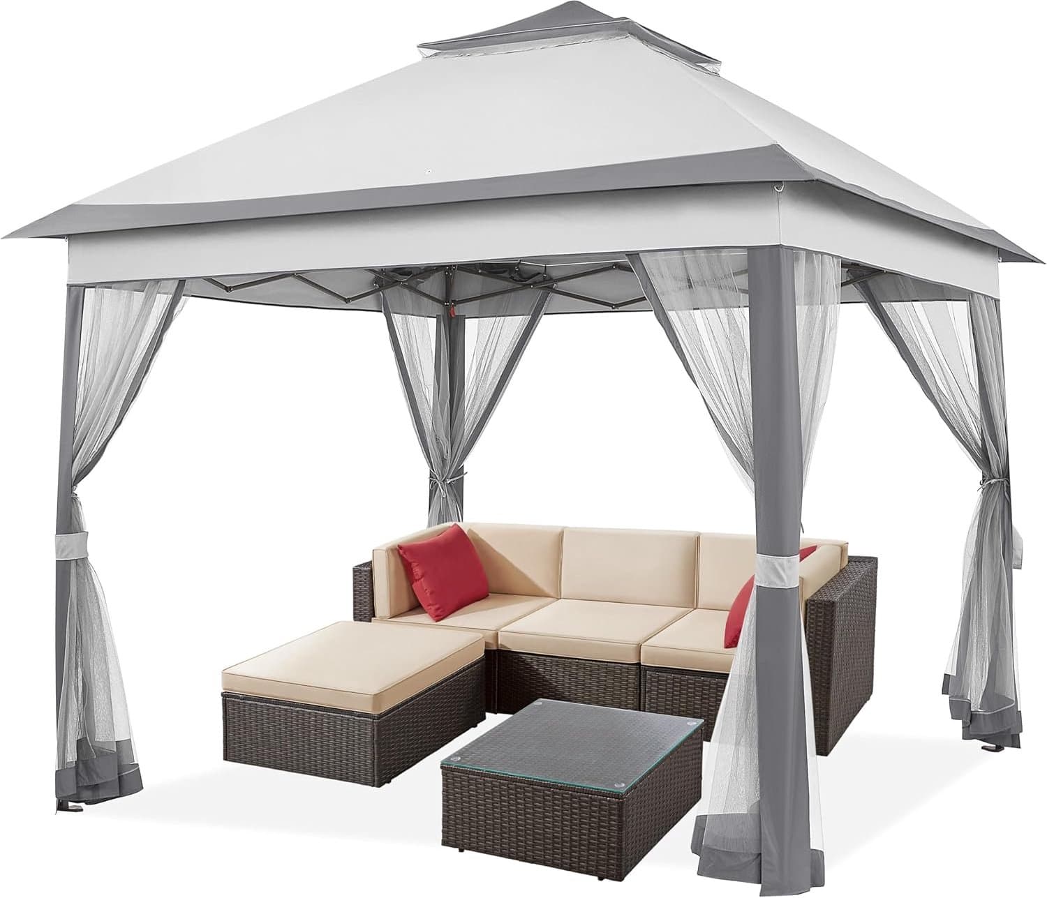 Zivano Partytent - Partytent Opvouwbaar - Paviljoen - Lichtgrijs - 333cm x 333cm x 291cm