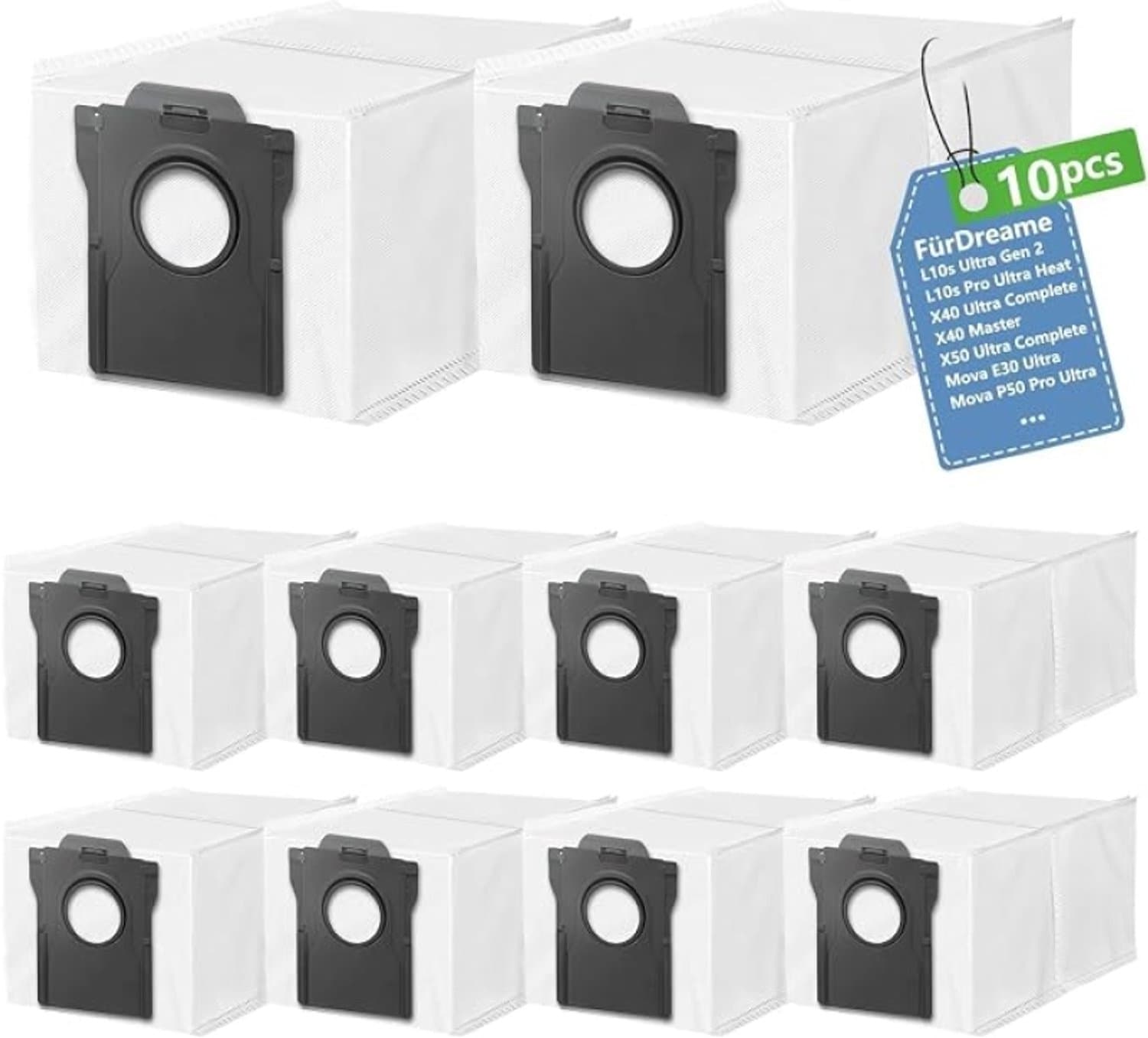 10 stuks stofzuigerzakken voor Dreame L40s Pro Ultra, L50/L40 Ultra AE, X30 Ultra en meer - 4-laags filtratie, eenvoudig te vervangen