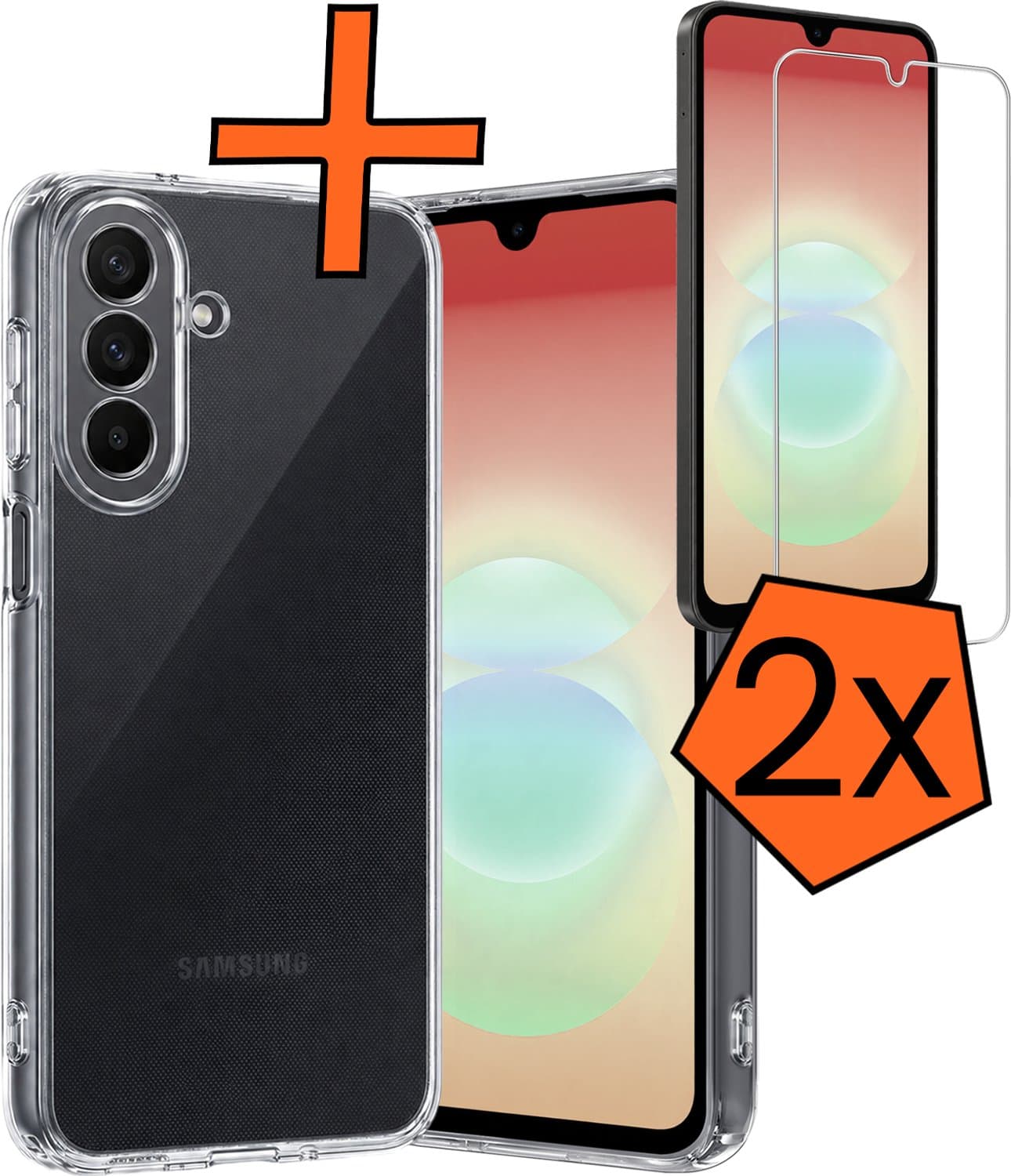 Hoes - Met 2x Screenprotector - Geschikt voor Samsung Galaxy A18 - Sterk & Shockproof - Back Cover - Siliconen Case - Telefoon Hoes - Transparant