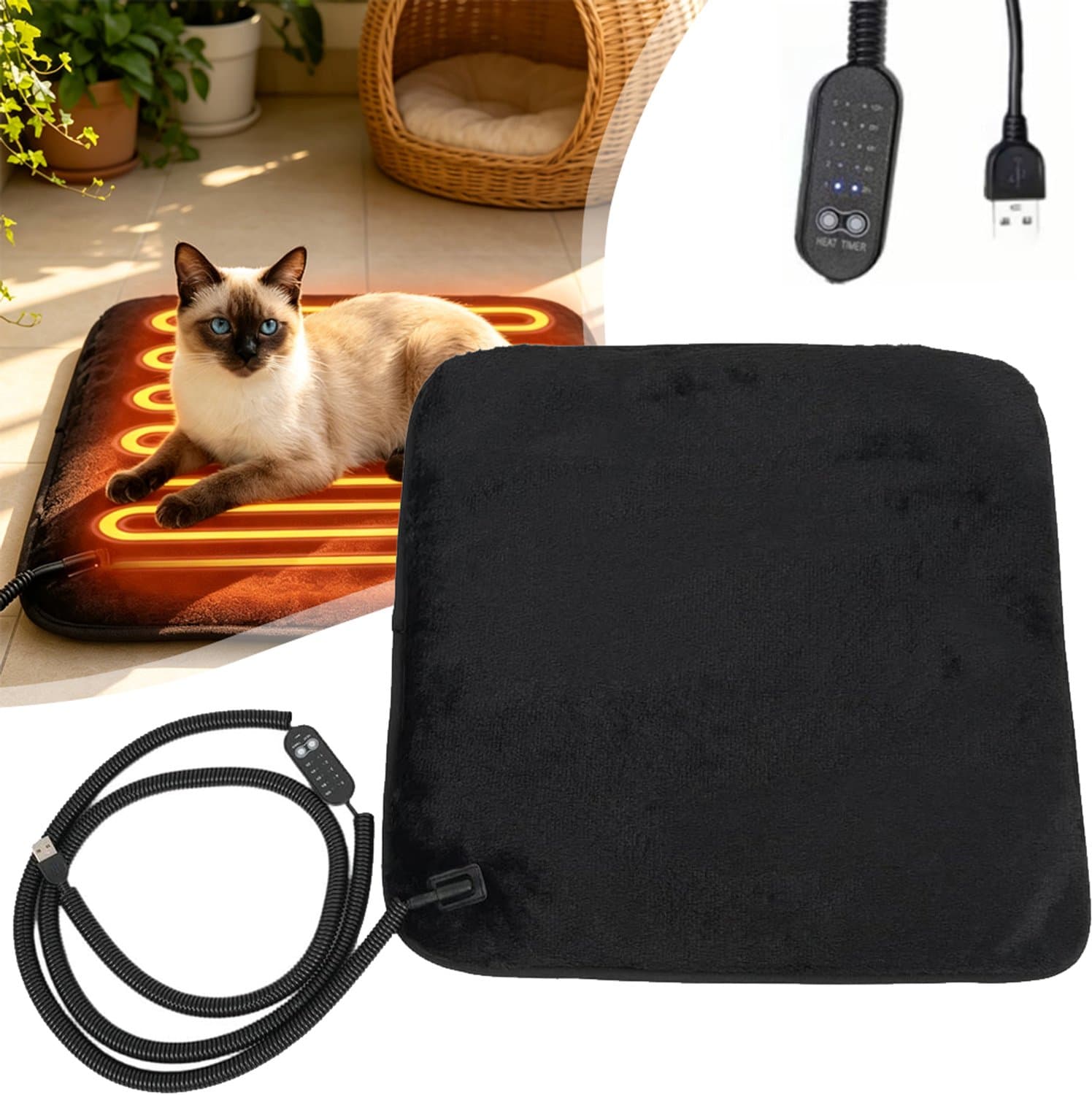 Verwarmingsmat Voor Huisdieren - Elektrisch Warmtekussen Voor Honden En Katten - 5 Instelbare Temperatuurstanden Met Timer