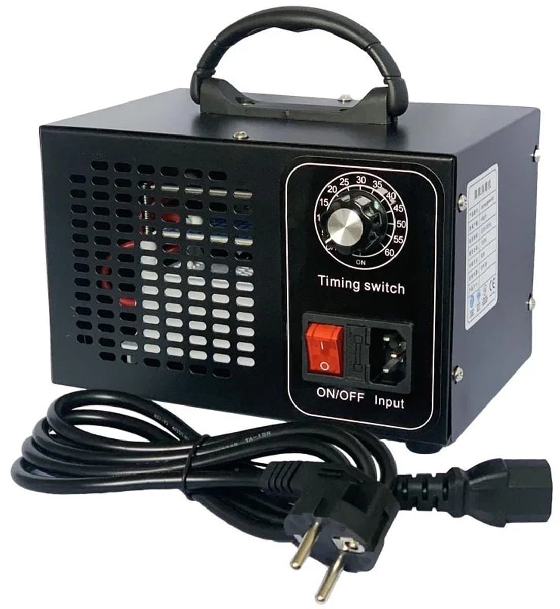 Nyoz ozon generator - Luchtreiniger - Geurverwijderaar - 60 g/u - 100 W - Timer 60 min - 50 m³/u - Draagbaar - RVS behuizing