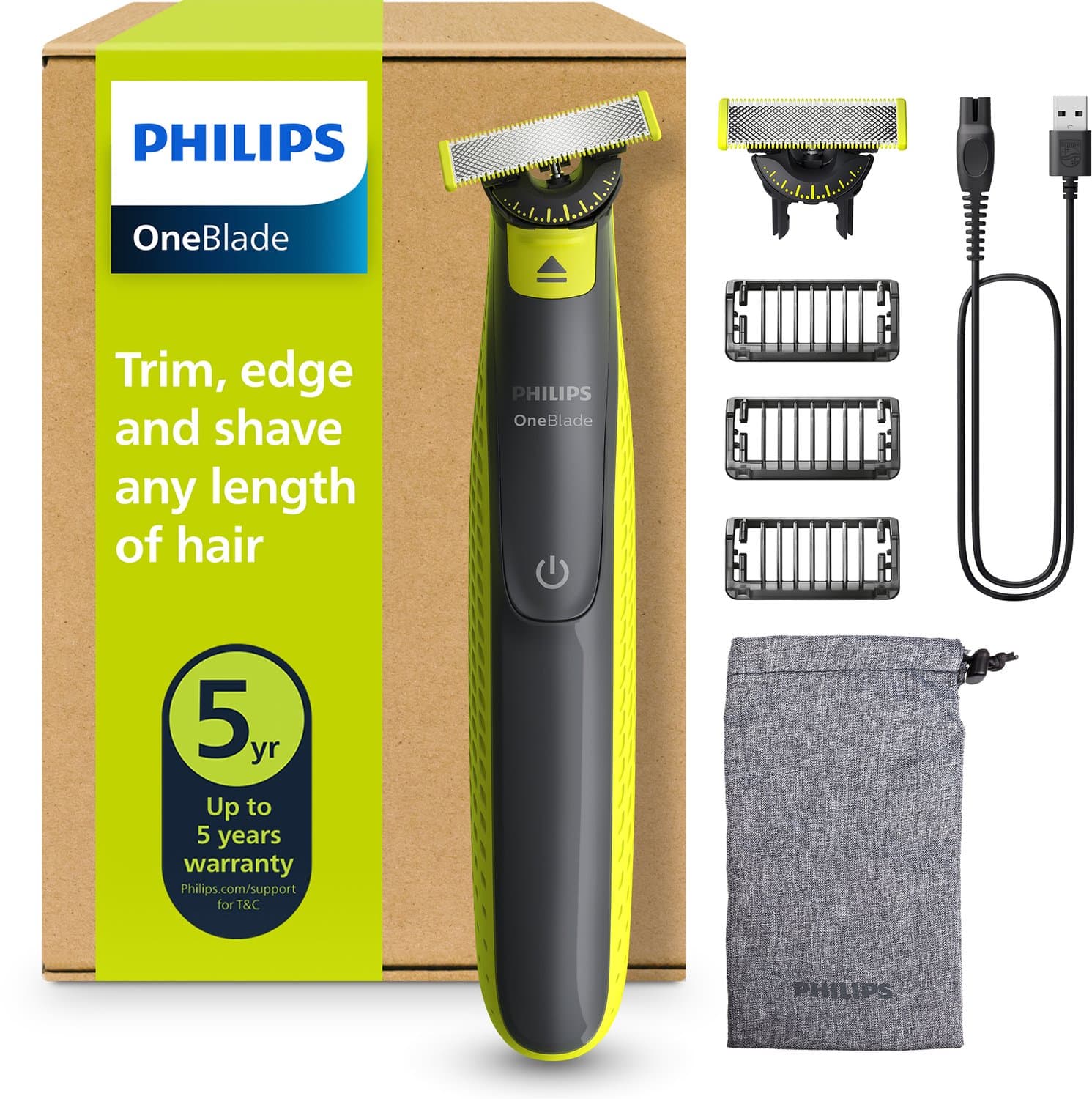 Philips OneBlade 360 Face - Trimmer, scheerapparaat en styler in 1 - Met 3 trimkammen - QP2724/31
