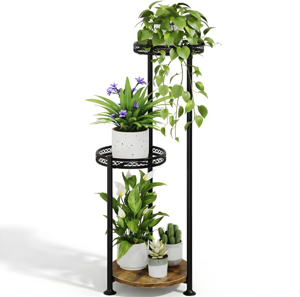 MIRA® Plantenrek - Plantentafel - Plantenstandaard Binnen - Plantenrek Binnen - Zwart - 66cm x 22cm x 105cm