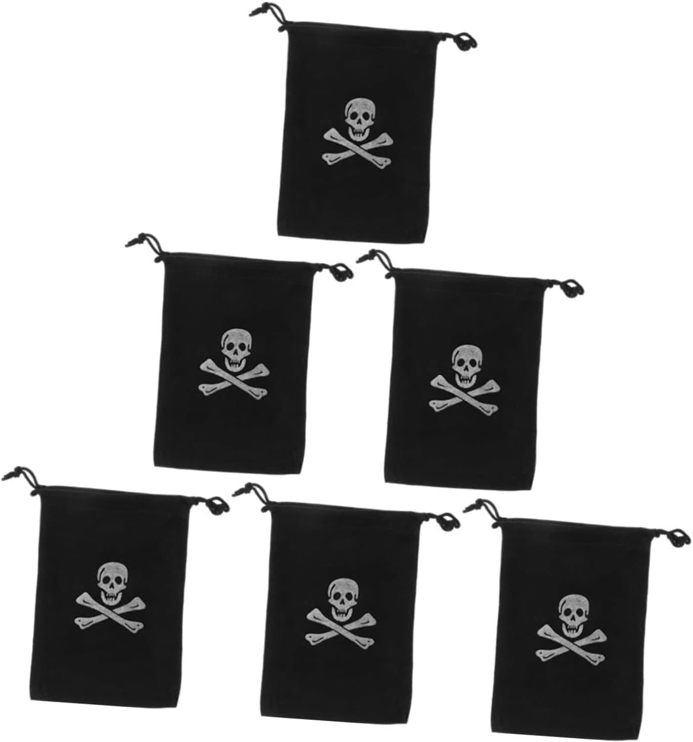 Ipetboom 6 Stuks Delige Piratenpouches met Trekkoord Duurzame Polyester Zakken voor Halloween Snoep Feestdecoratie het Bewaren van Kleine Schatten voor Kinderfeestjes Thematische