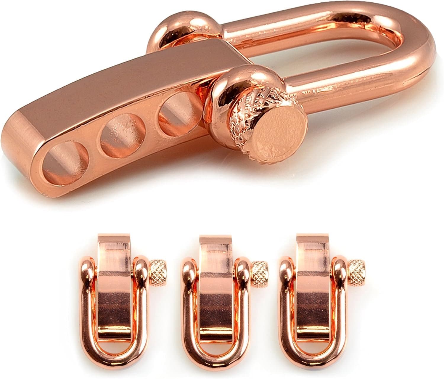 Stainless Steel Links Set van 3 - Roze Goud - Verstelbare Draai Sluiting - Ideaal voor Paracord 550 - ShopVlot