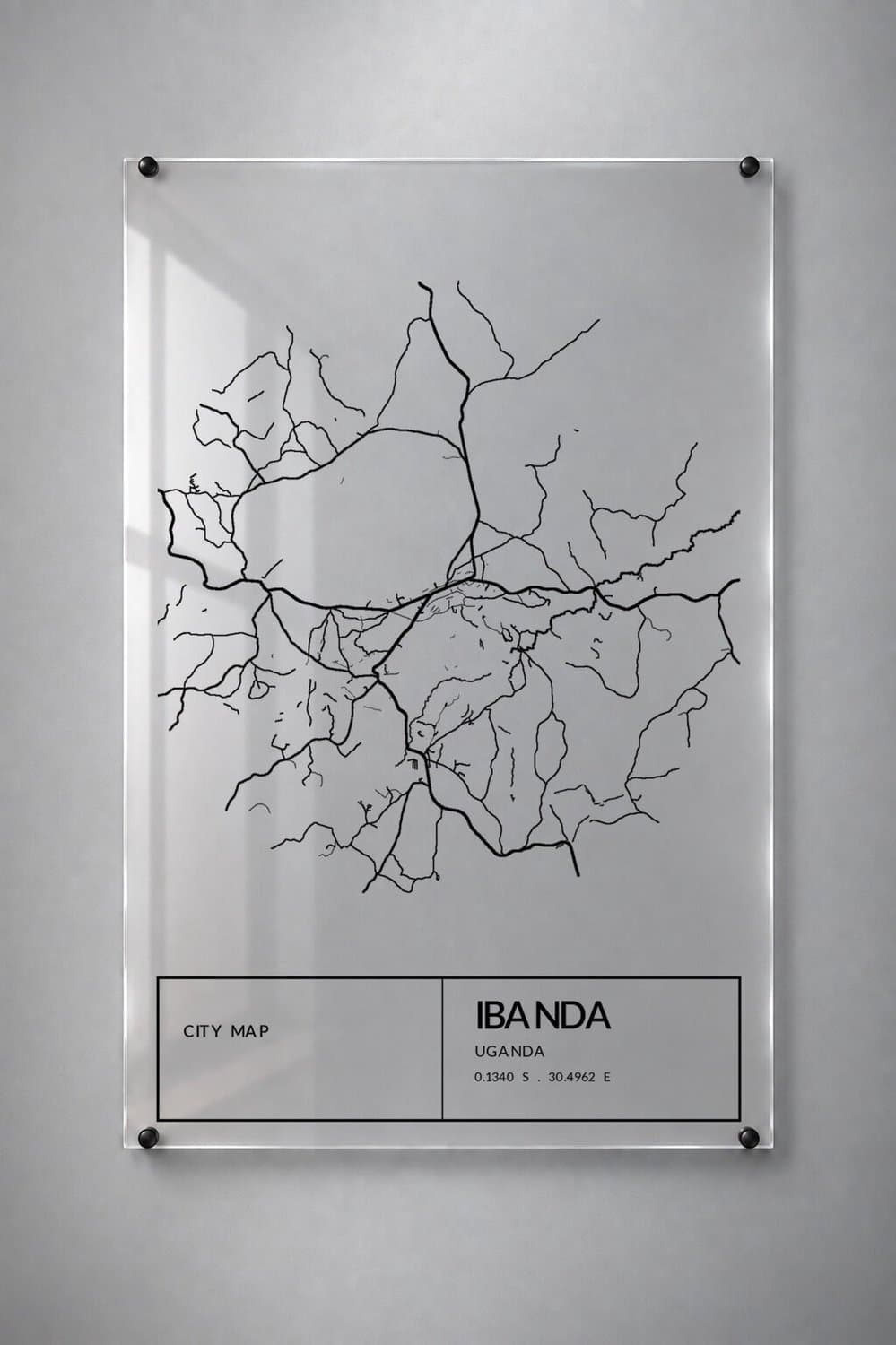 Stadskaart Ibanda - Plexiglas 20x30 cm - Split Caption