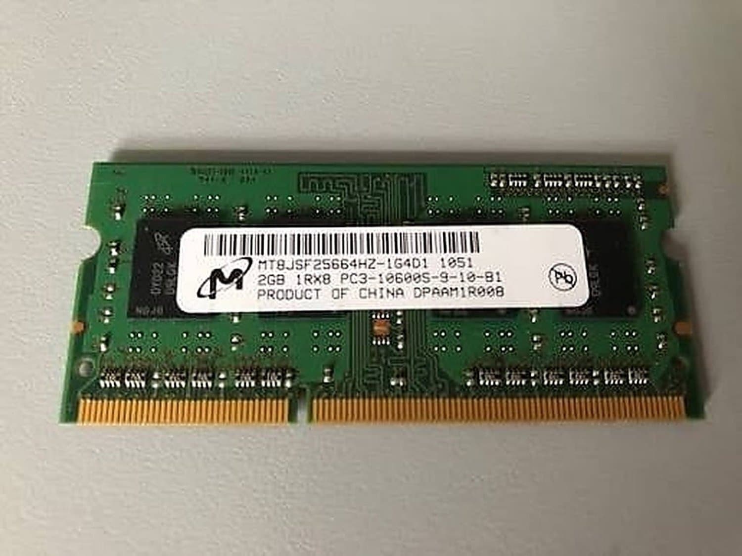 Micron MT8JSF25664HZ-1G4D1 – 2GB DDR3 SODIMM – 204-pin – 1333 MHz – PC3-10600 – 1.5V – 1Rx8