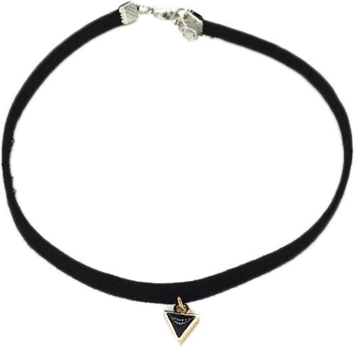 Korte choker ketting 30 cm + 5 cm verstelbaar met driehoek goudkleur