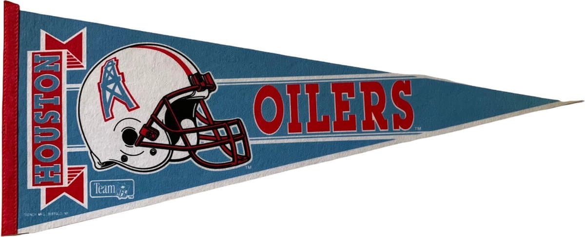 USArticlesEU Houston Oilers NFL Vintage Vaantje - Wit/Blauw/Rood - 31 x 72 cm