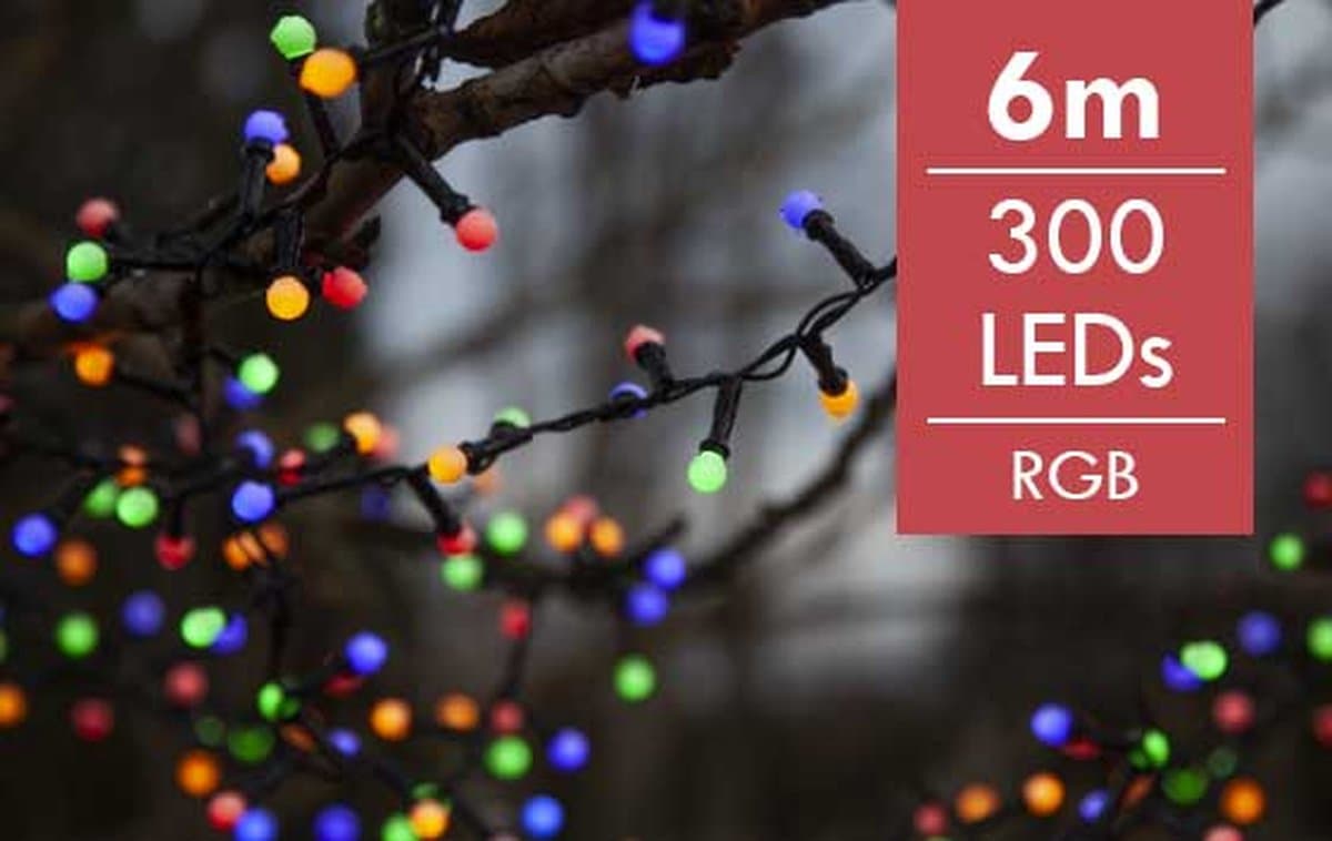 Kerstboomverlichting LED Multi Berry mini 6 meter -div lichtstanden - 300 lampjes