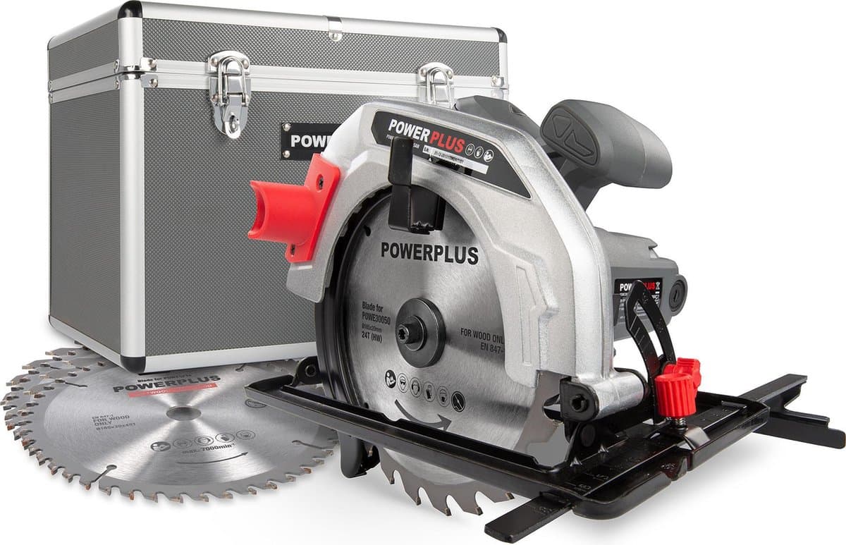 POWERPLUS Cirkelzaag POWESET4 met Aluminium Koffer, 1200W, 65mm Zaagcapaciteit