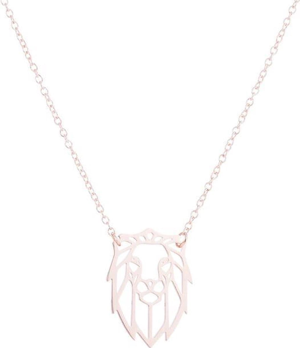 24/7 Jewelry Collection Origami Leeuw Ketting - Rosé Goudkleurig